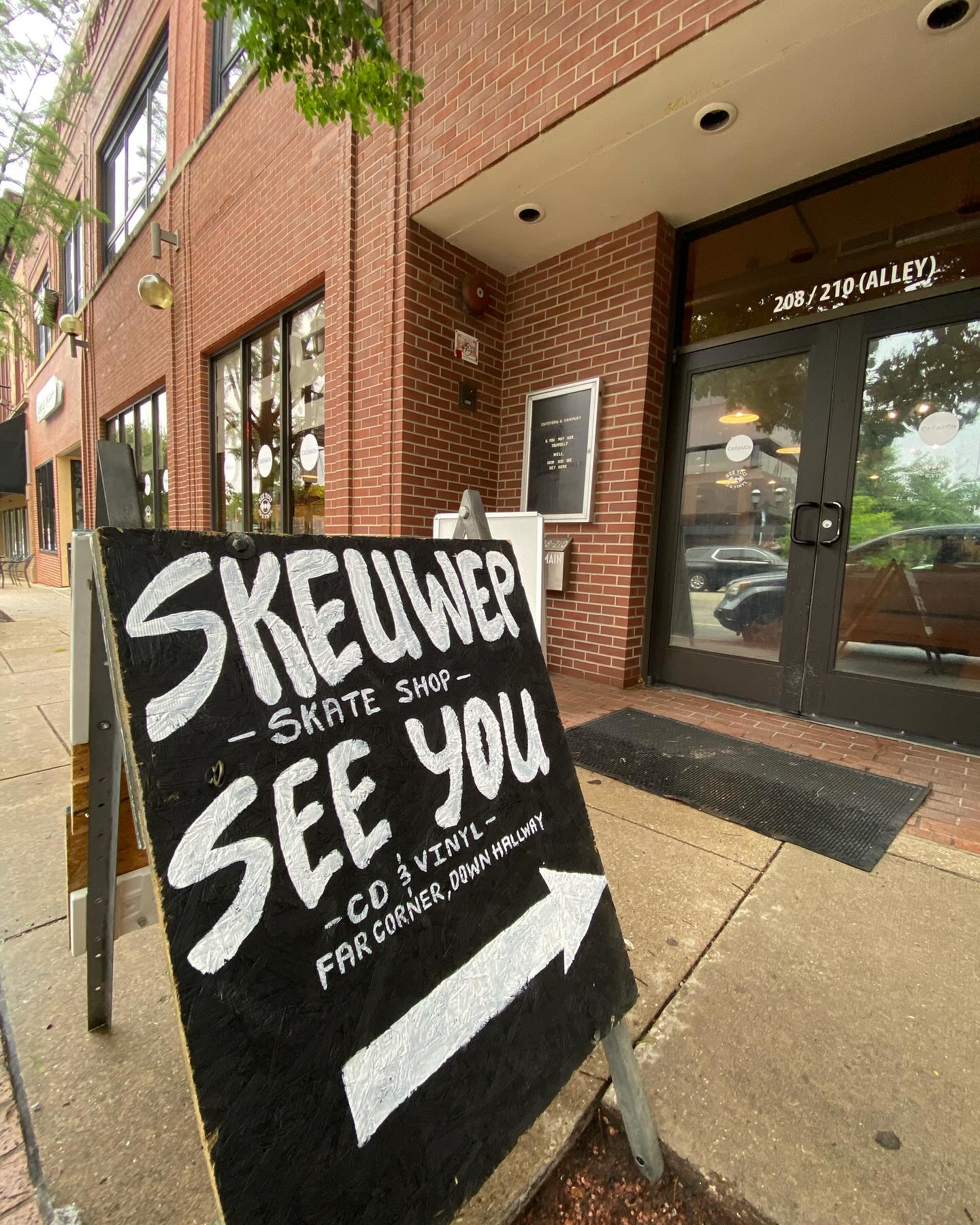 Outside signage of skateboard shop