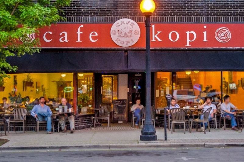 Outside of Cafe Kopi in Downtown Champaign