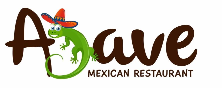 Logo for Agave Mexican Restaurant featuring a lizard wearing a sombrero.