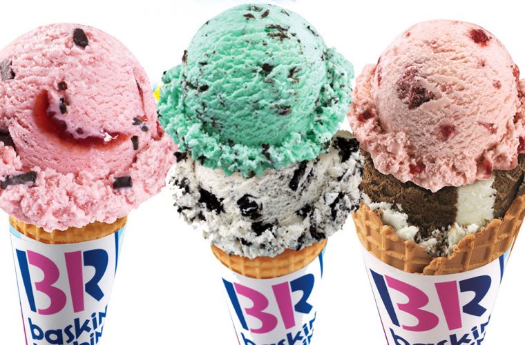 Ice cream cones from Baskin Robbins.