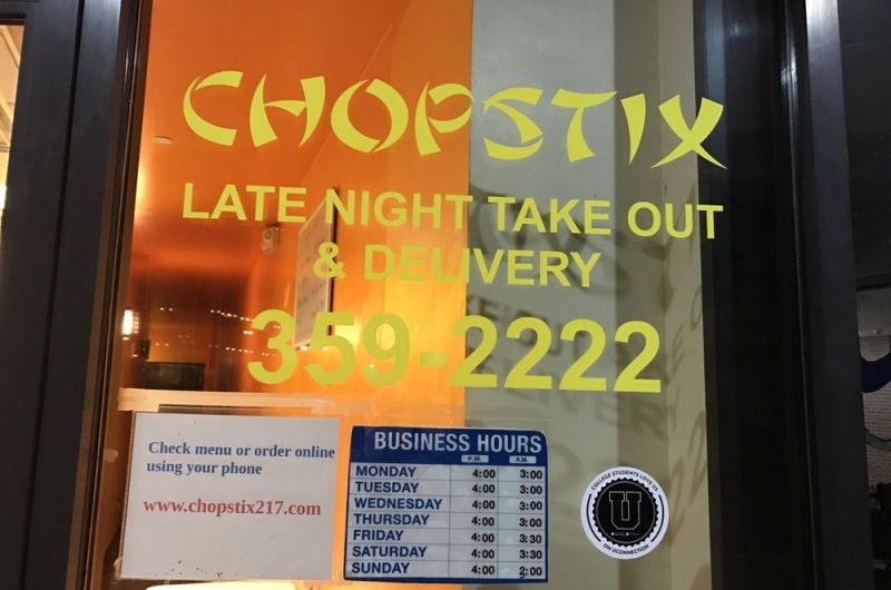 Sign on door at Chopstix.