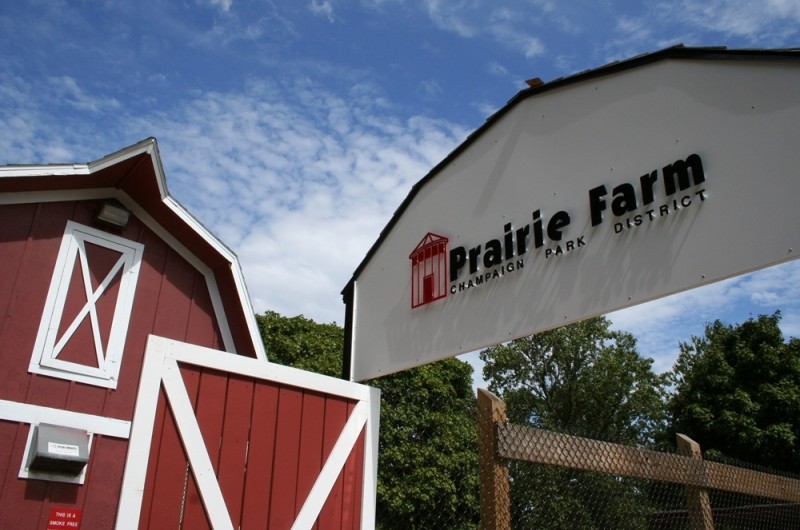 Sign for Prairie Farm in Champaign.