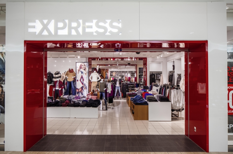 View of Express clothing store at Marketplace Mall.