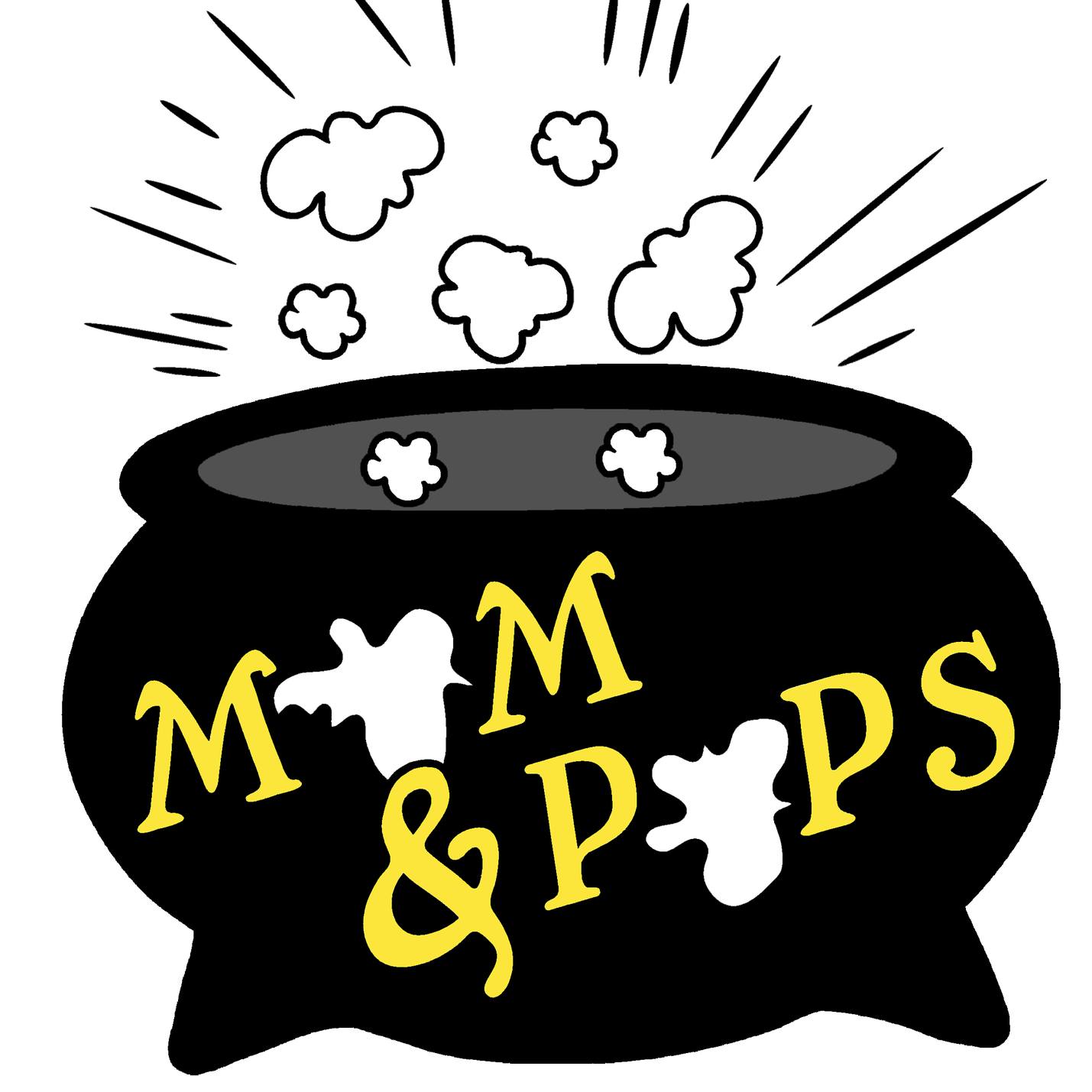 Logo for Mom and Pop's Kettle Corn Shop located in Paxton.