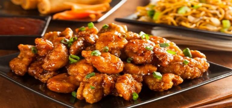 Orange chicken from China Express located in Rantoul.