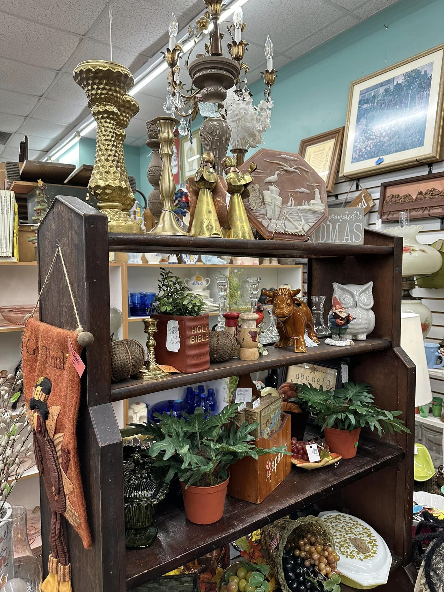 Display of vintage and antique goods inside store