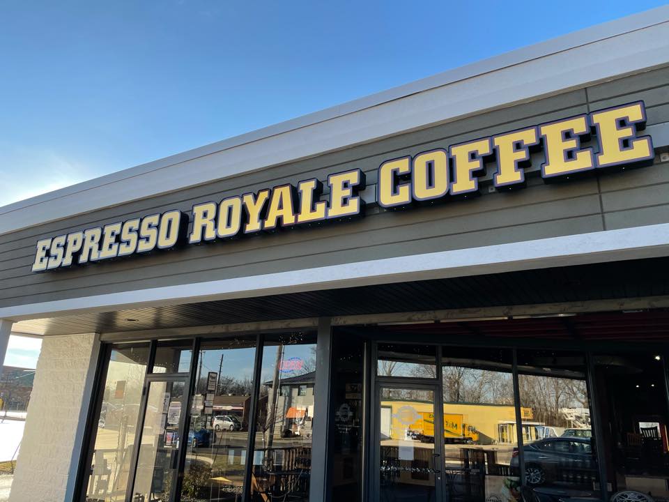 Exterior of Espresso Royale in Urbana.