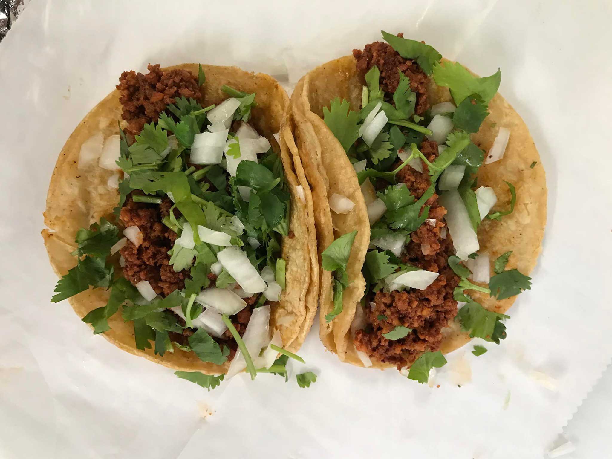 Two Mexican-style tacos