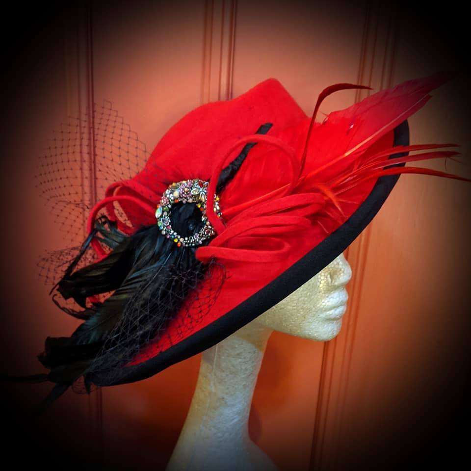 Red hat designed by Simply Pat's Hats and Things.