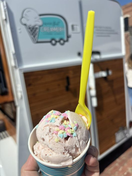 Strawberry ice cream from Main Street Creamery.