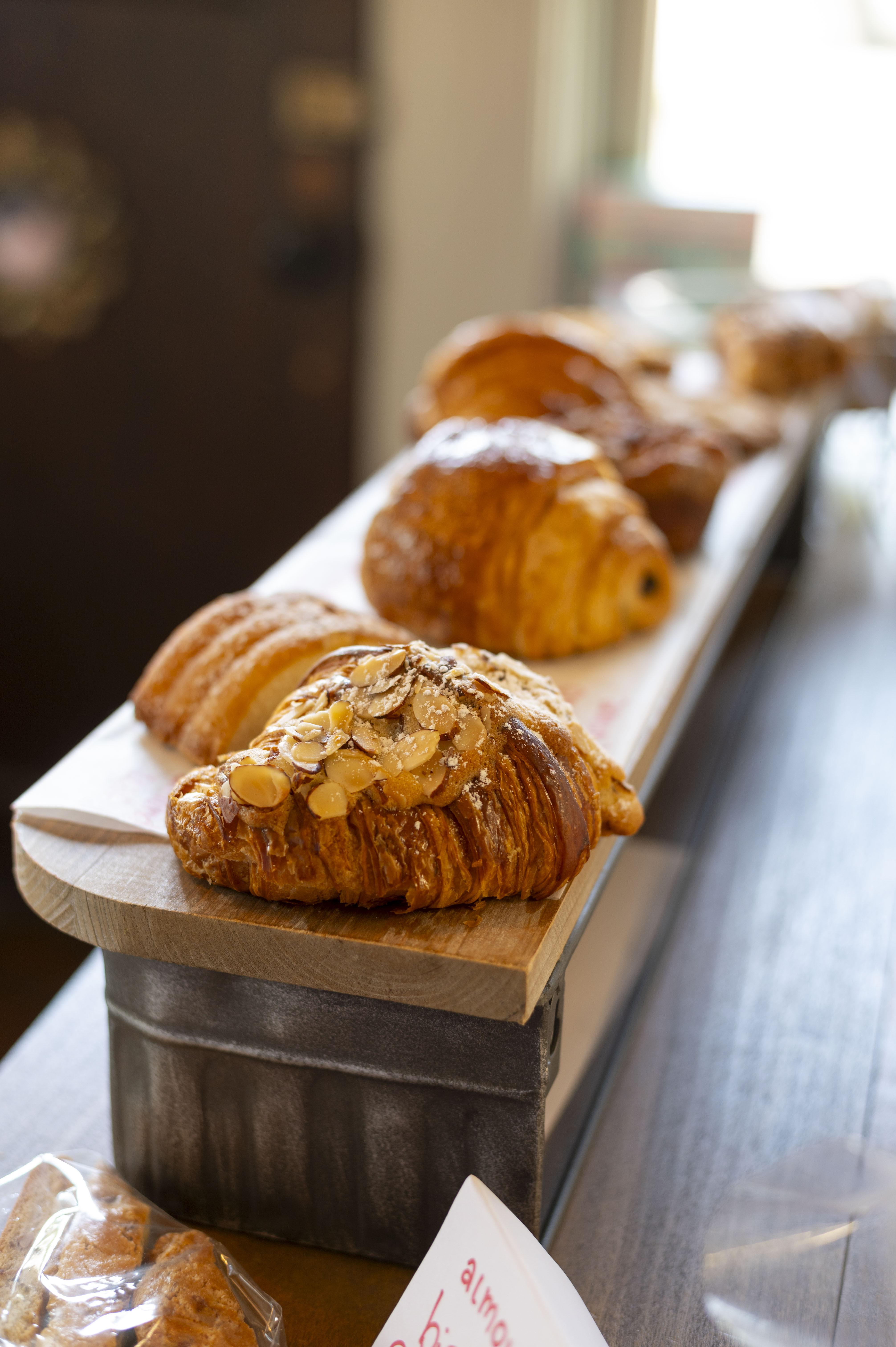 three chocolate croissants