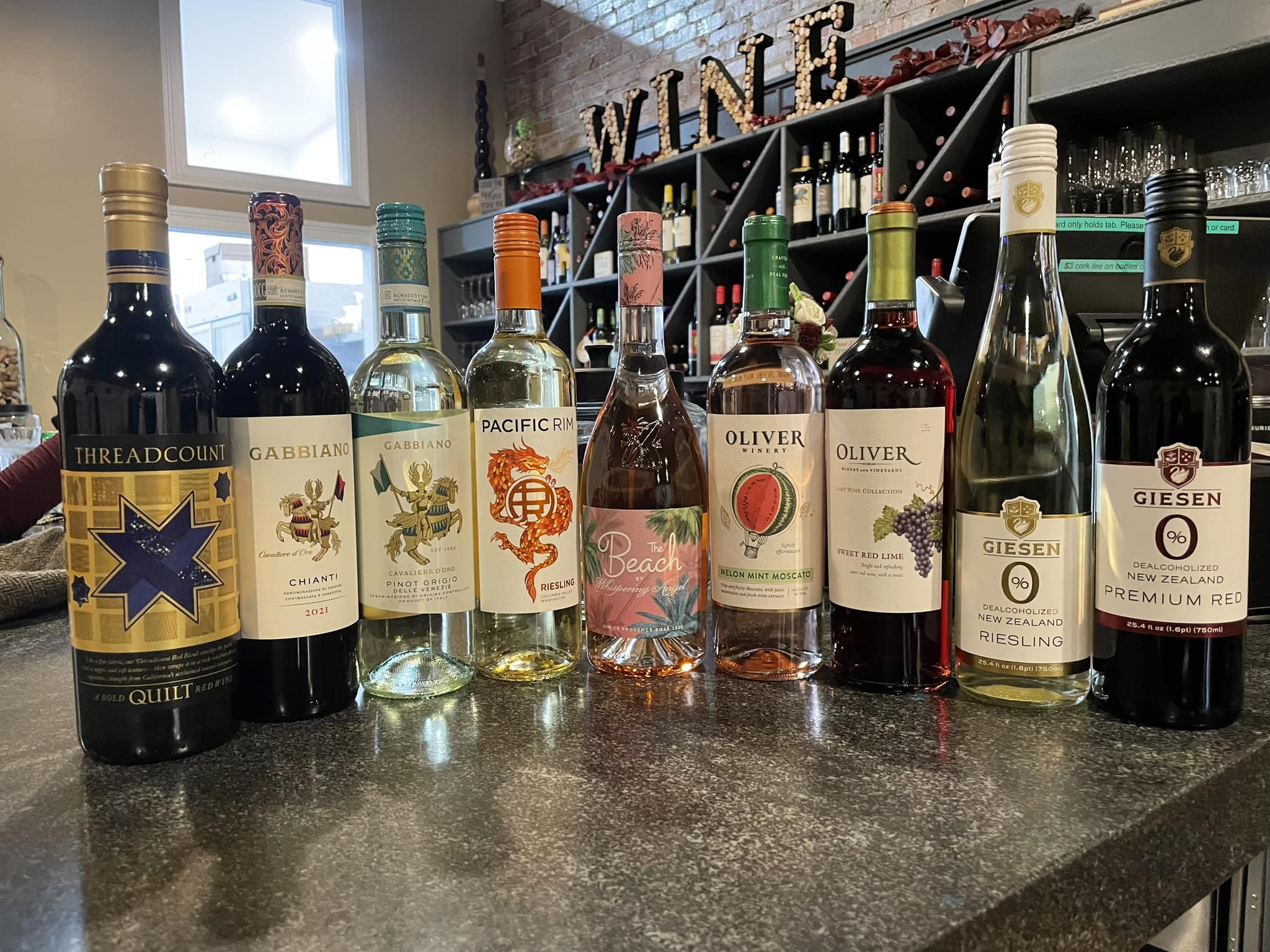 Select wines from Prairie City Wine Room.