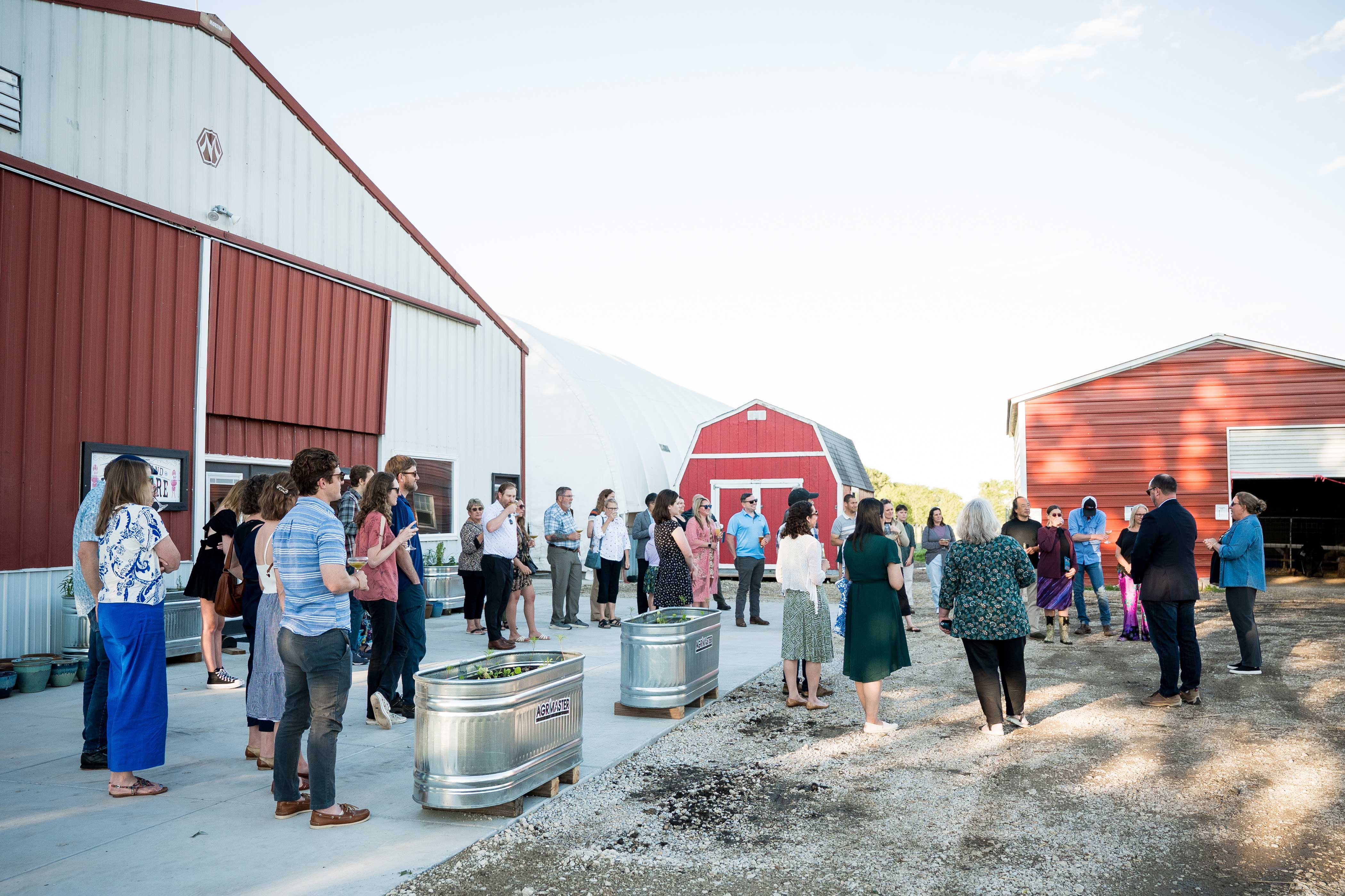 Group learning about the farm