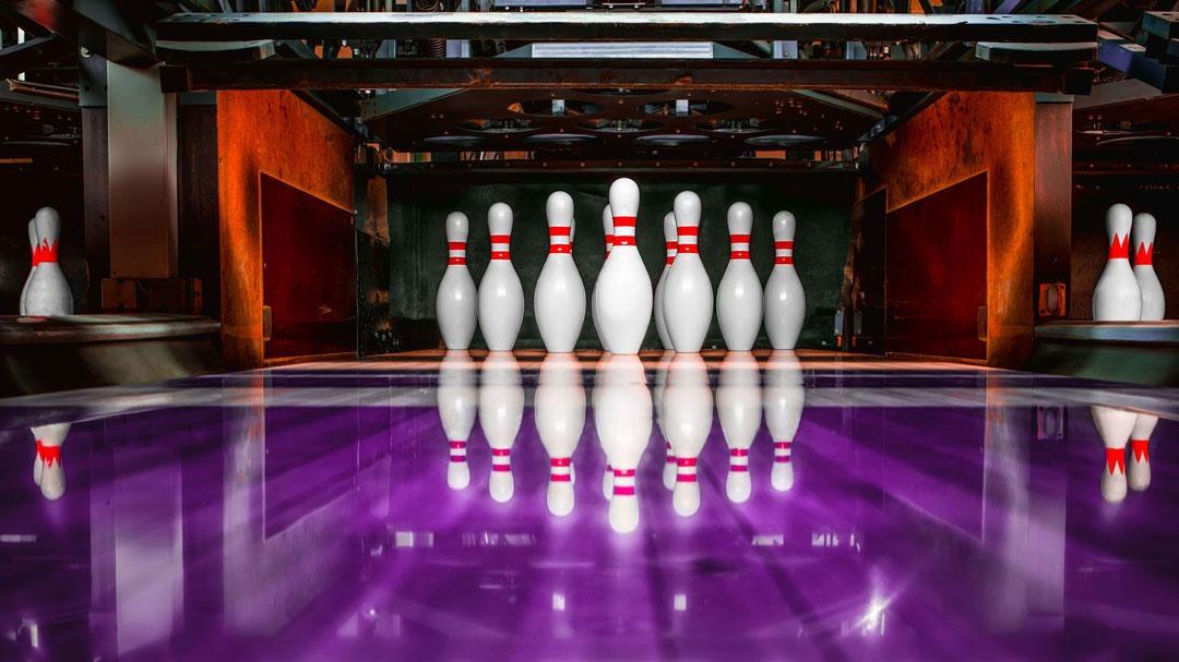 Bowling pins at Old Orchard Lanes.