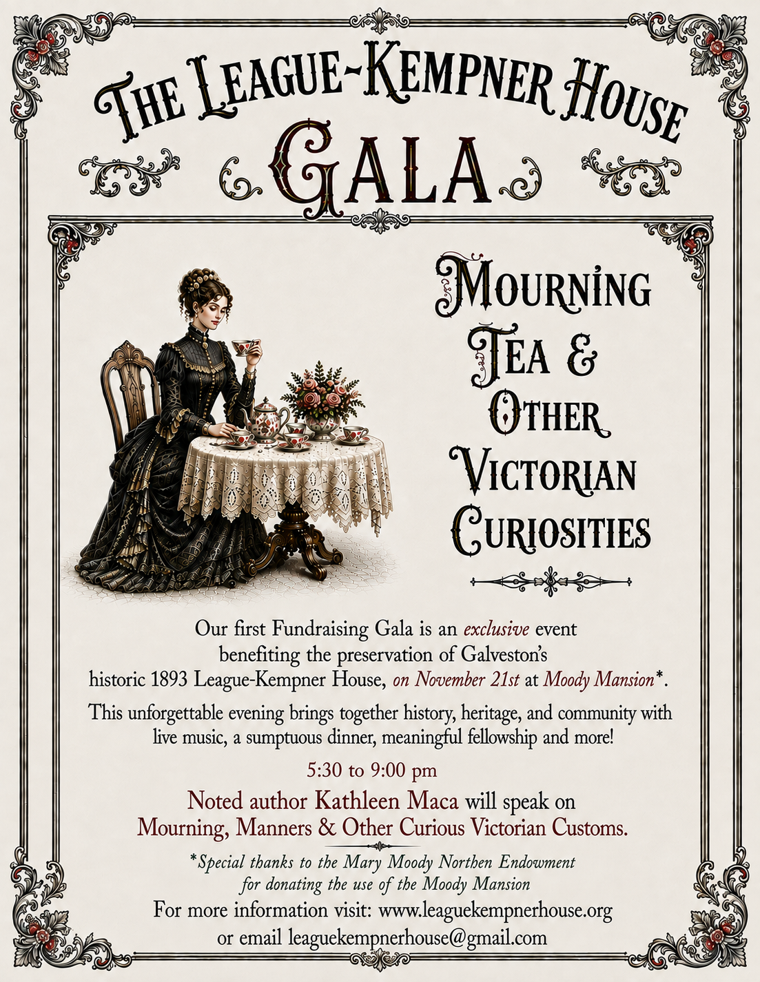 Moody Mansion: The League-Kempner House Gala - Mourning Tea and Other Victorian Curiosities