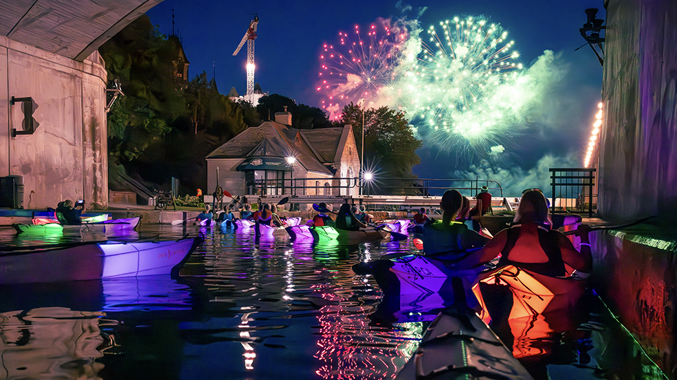 Kaleidoscope Kayaking under the Grands Feux du Casino Lac-Leamy
