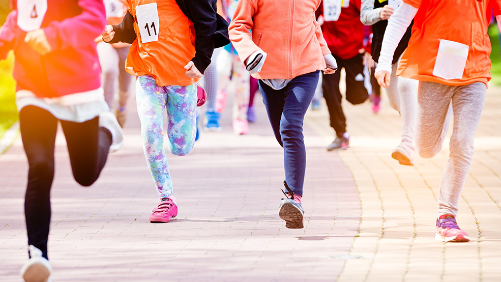 Children running in the park