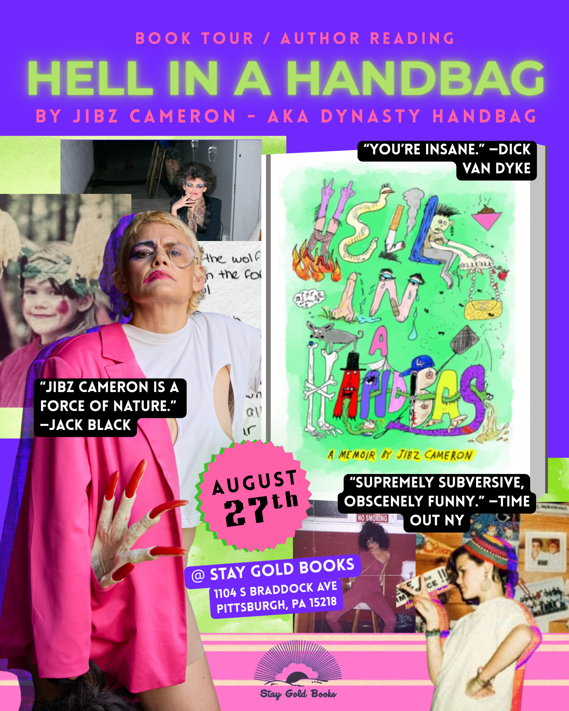 Book tour & author reading for “Hell in a Handbag,” a memoir by Jibz Cameron AKA Dynasty Handbag