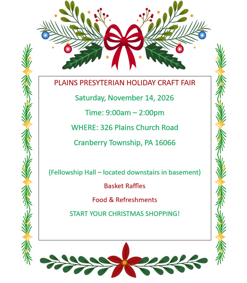 Plains Church Annual Christmas Craft Fair