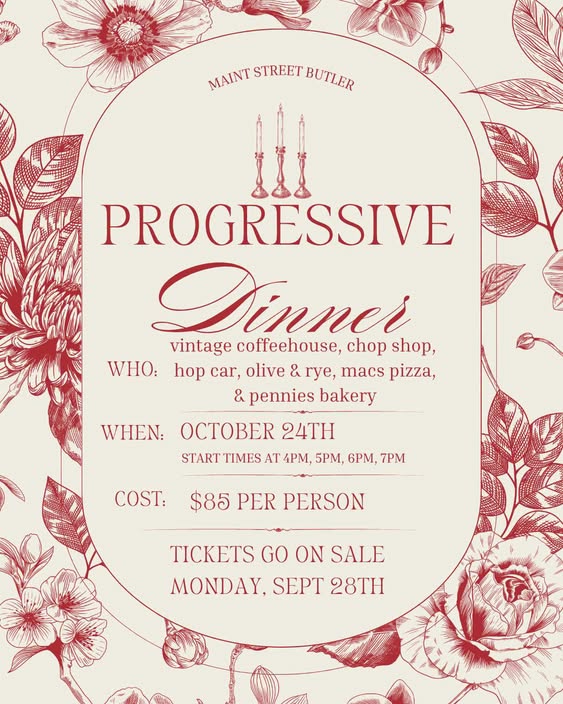 Main Street Butler Progressive Dinner