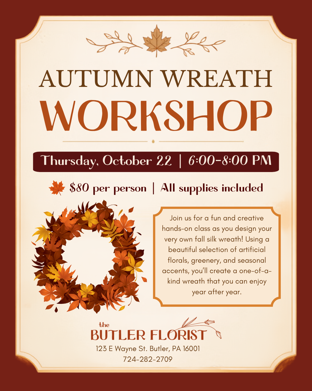 The Butler Florist: Autumn Wreath Workshop